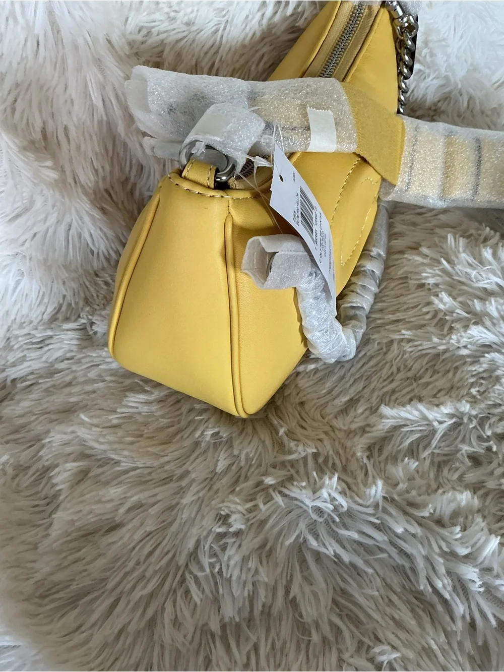 Coach quilted Yellow teri Crossbody with silver Chain Accent